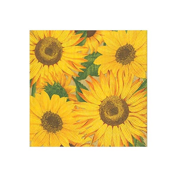 Caspari Sunflowers Paper Luncheon Napkins - Two Packs of 20