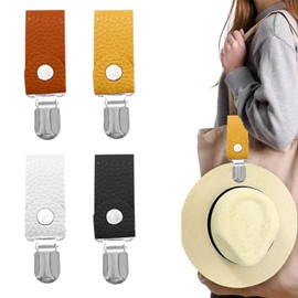 4 Pack Travel Hat Clip, Leather Hat Clips Hands-Free Hat Holder Clips Womens Travel Accessories for Handbag Backpack Luggage