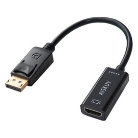 AISKUY Displayport to HDMI Adapter, 4k Display Port (DP) Male to HDMI Female Converter Compatible for Desktop, Computer, Lenovo, Dell, HP, Surface, iMac