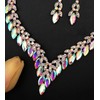 chaoyite Elegant Statement Necklace Dangle Earrings Leaf Cluster Crystal Bridal