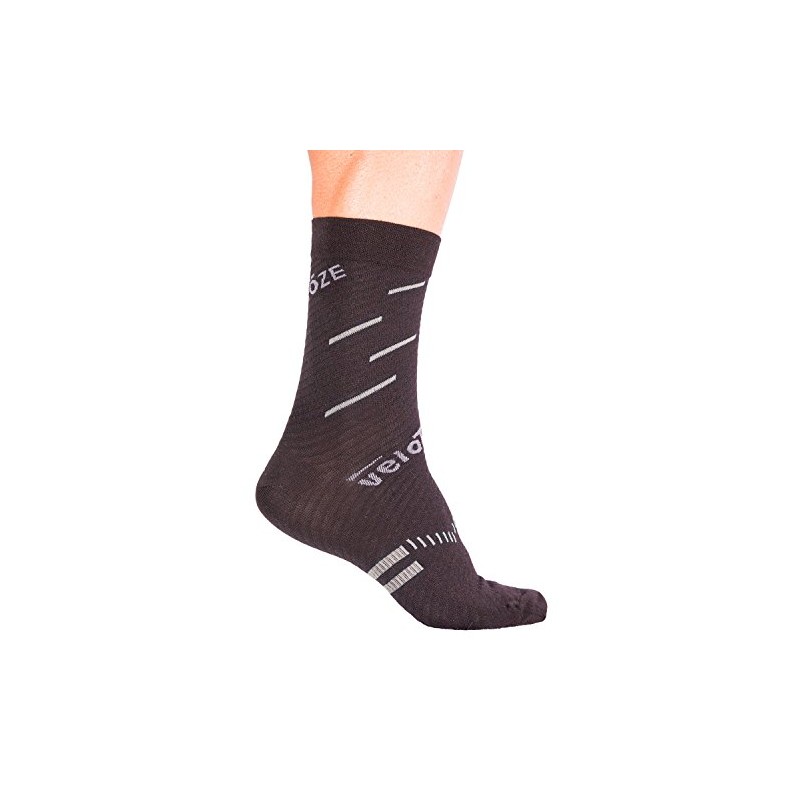 veloToze Cycling Sock - Active Compression with Coolmax (Black/Grey, Large/XL)