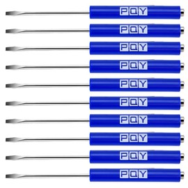 PQY 10Pcs Mini Pocket Screwdriver with Clip Magnetic Slotted Small Screw Drivers with Flat Head for Mechanical, Electrician (Blue)