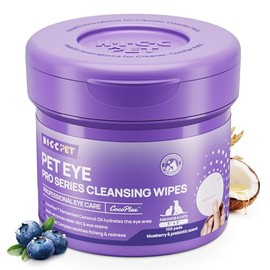HICC PET Eyes Wipes for Dogs & Cats Upgraded Pro Version, Vet-Recommended Dog Eye Wipes Hypoallergenic, Remove Debris, Mucus, Discharge & Crust - 100ct, Blueberry