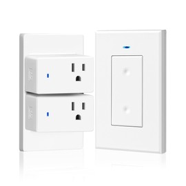 WILAWELS Remote Control Outlet Wireless Light Switch, Removable Remote Outlet Switch Kit for Lamps, Lights, Appliance, Expandable, 100ft RF Range, FCC Listed (1 Controller + 2 Outlets)