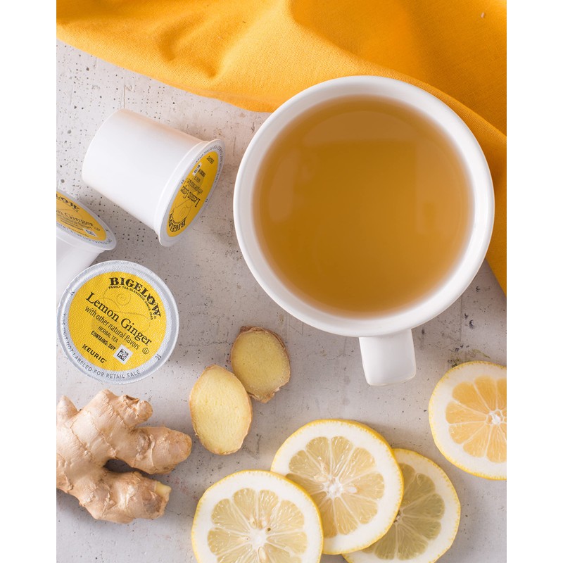 Bigelow Tea Lemon Ginger Keurig K-Cup Pods Herbal Tea, Caffeine