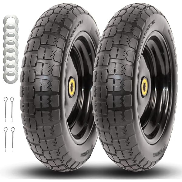 13" Flat Free Solid Tire and Wheel for Carts Replacement