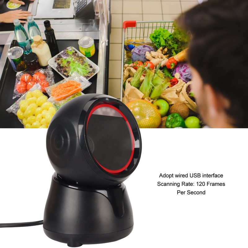 Desktop Barcode Scanner Global Shutter LED Indicator Prompt Tones Large