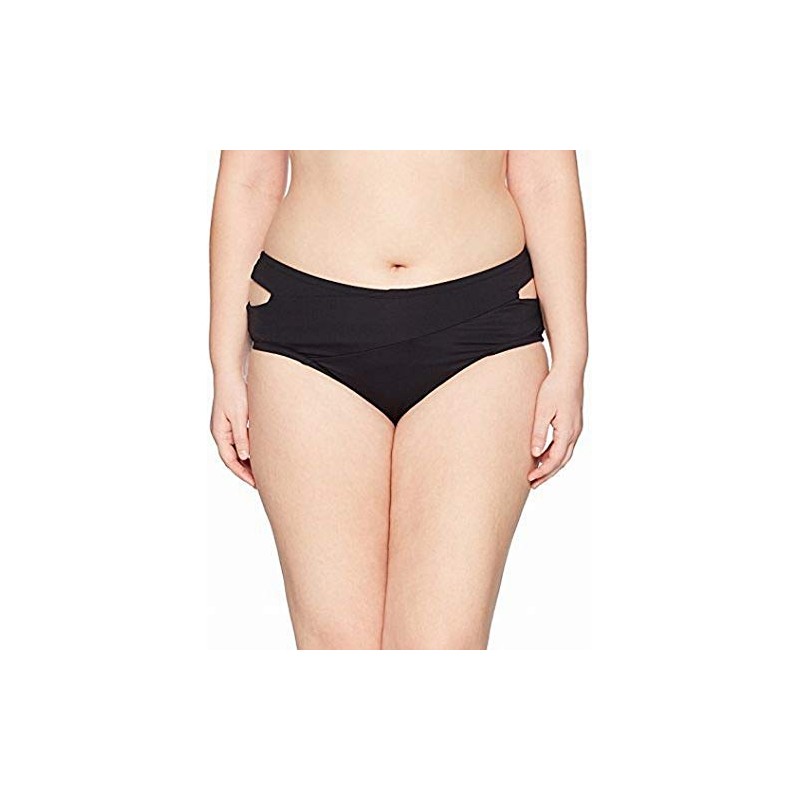 Jessica Simpson Women's Plus Size Crossed Front Bikini Bottom, Solid