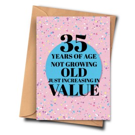 Fat Flamingos 35th Birthday Card - 35 Years of Age Not Growing Old Just Increasing in Value Funny Card for Him, Fiancé, Niece (A5 - 5.8x8.3inch - 14.8x210cm) With Envelope