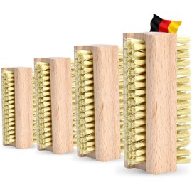 Nictario Wooden Nail Brush [Set of 4] - Hand Wash Brush for Cleaning Fingernails and Hands - Care Brush with Hard and Medium Bristles Made of Synthetic Fibre - Finger Brush Hand Brush Cleaning Brush