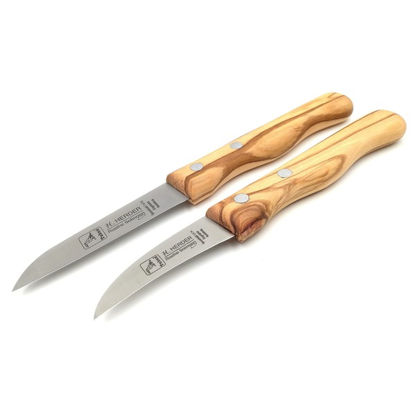 H. Herder Solingen Solinger Kitchen Knives / Paring Knives 17.5 / 15.8 cm Special Steel Olive Set