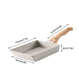 Wenrou Rectangular Japanese pan, Tamagoyaki pan, non-stick, light beige, 19.6 x 16 x 4 cm / 7.7 x 6.2 x 1.5 inches