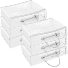 Abizarch 6 Pack Large Clear Clothes Storage Bag,Travel Packing Cube, Zippered Storage Bags,PVC See Through Moving Bag with Handle for Blankets Bed Sheet Clothes 15.7x11.8x3.9 Inch