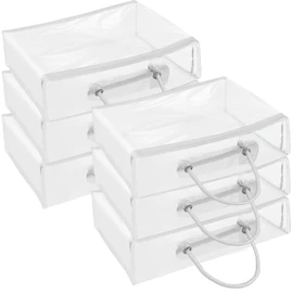 Abizarch 6 Pack Large Clear Clothes Storage Bag,Travel Packing Cube, Zippered Storage Bags,PVC See Through Moving Bag with Handle for Blankets Bed Sheet Clothes 15.7x11.8x3.9 Inch