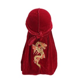 Qianmome - Bandana de Terciopelo para Hombre, diseño de dragón, Tjm-05n-wine, IN