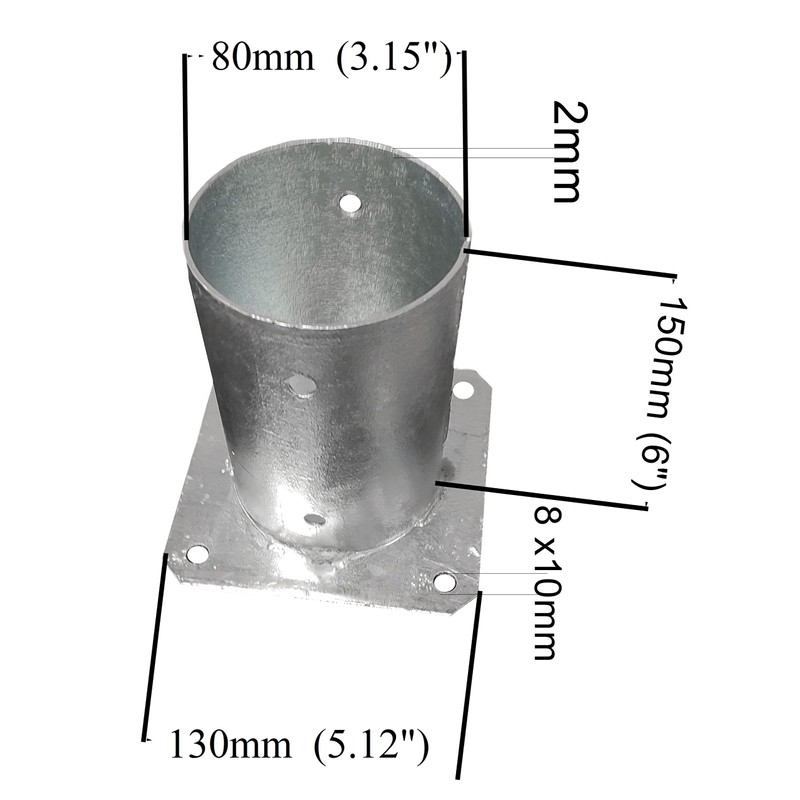 Round Fence Post Bolt Down Circular Bracket Heavy Duty Hot-Dip