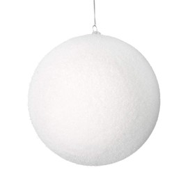 Vickerman 6" Christmas Ornament Flocked Ball, White Flocked Finish, Shatterproof Plastic, Holiday Christmas Tree Decoration, 4 Pack