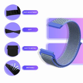 CeiBand Strap for 22 mm, 20 mm, 18 mm, nylon watch straps, replacement strap with Velcro fastener, adjustable watch strap for men and women, blue