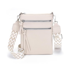 Vezluax kleine umhängetasche damen Klein handytasche zum umhängen PU Leder crossbody bag damen handytasche mit geldbörse zum umhängen für Frauen Beige Weiß