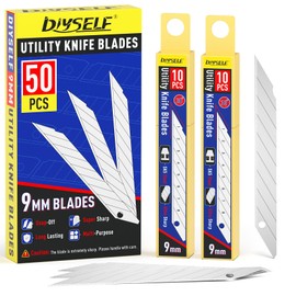 DIYSELF Utility Knife Blades, 50 Pack Box Cutter Refills for 9mm Snap Blade, High Carbon Steel for Box Cutters, 30 Degrees