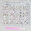 Pizadix 60PCS Silver-Pink Nail Charms Kit, 12 Styles 3D Alloy