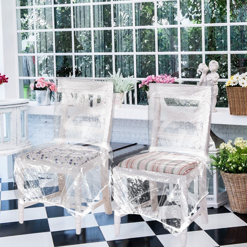 Remagr 8 Pcs Plastic Dining Chair Covers Protectors Clear Protector