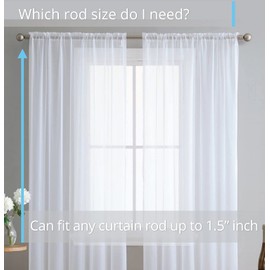 HLC.ME White Sheer Curtains 84 Inches Long 2 Panels - Voile Window Treatment Rod Pocket Curtain Panels for Kitchen, Bedroom and Living Room (54 x 84 inches Long, Set of 2)