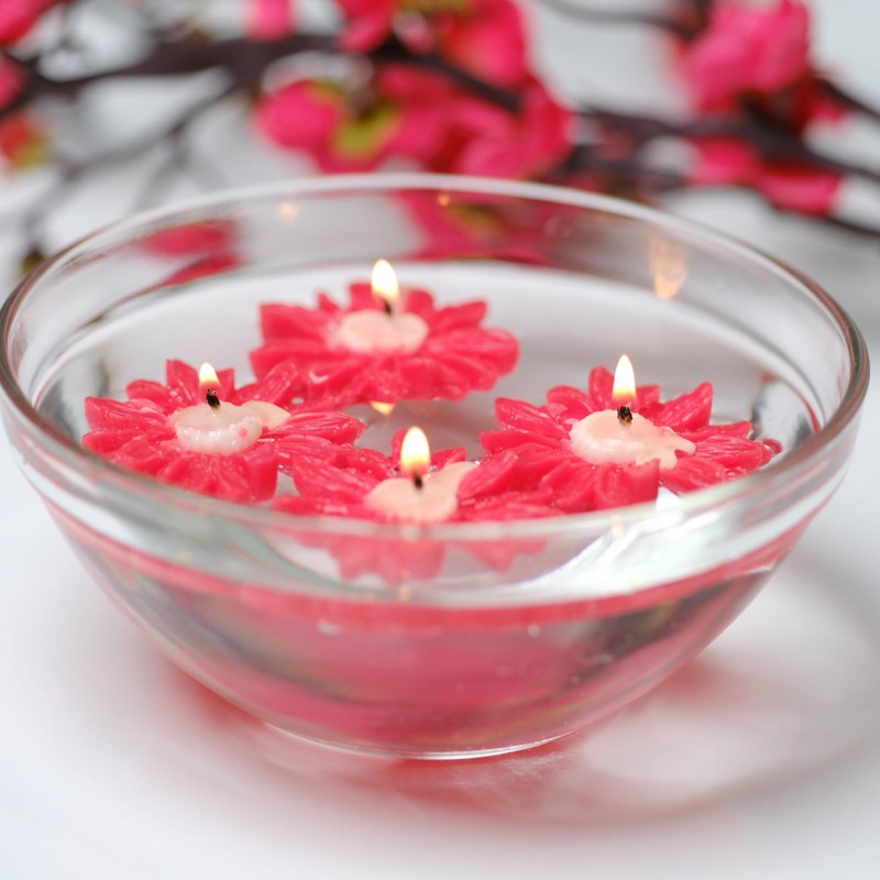 Handmade Decorative Candle (Floating Flower Red)