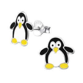 Zenvie Cute Penguin Stud Earrings - Sterling Silver 10 x 11mm Antartic Snow Creature
