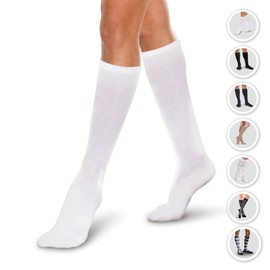Core-Spun - Calcetines de compresión de 10-15 mmHg, ligeros, graduados, hasta la rodilla, color blanco, talla 2XL regular