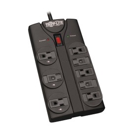 Tripp Lite Tripp Lite TLP808B 8 Outlet Surge Protector Power Strip, 8ft Cord Right Angle Plug, Black, Lifetime Insurance
