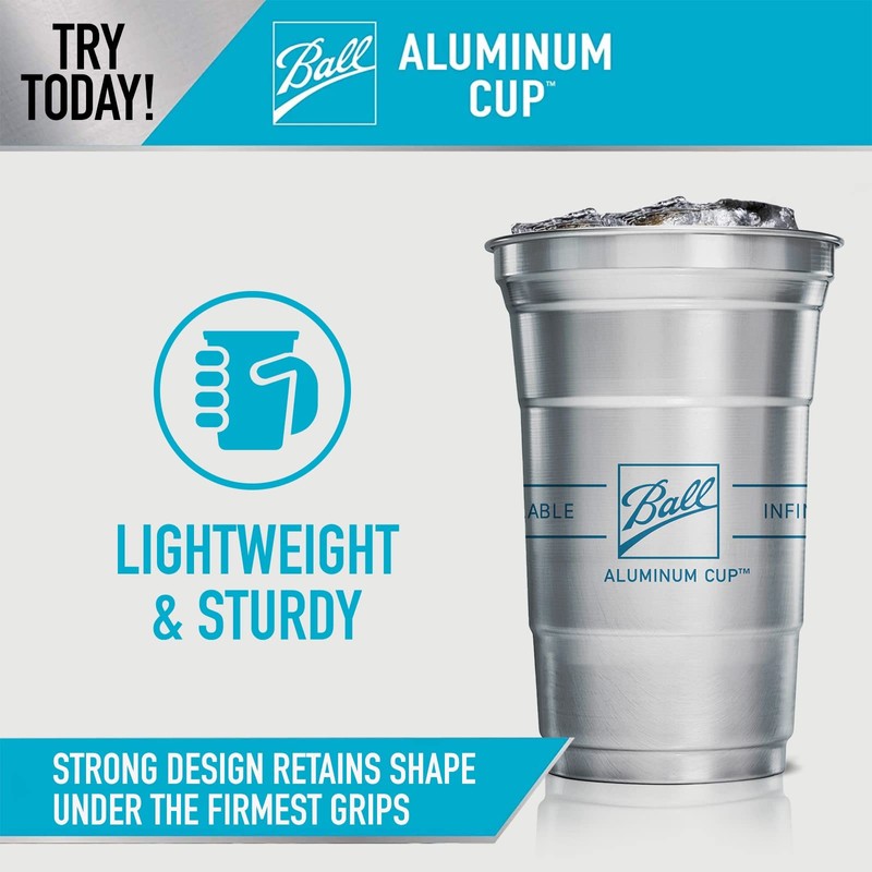 Ball Aluminum Cup Recyclable Party Cups, 20 oz. Cup, 10