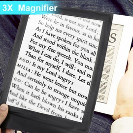 Rongon Rechargeable Magnifying Glass for Reading, 3X Full Page Magnifier, Premium Magnifying Sheet Fresnel Lens for Low Vision, Inspection, Exploring