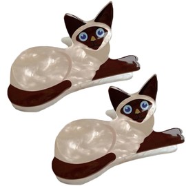 Cartoon Cats Hair Claw Skincare Hair Clip Hair Jaw Clip Elegant Wedding Party Styling Hair Clamp for Women Girls, Siamese cat