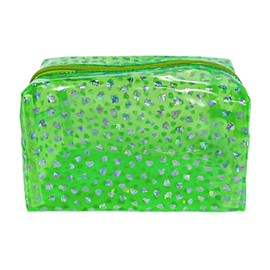 TotePrint Portable Waterproof Makeup pouch for Travel,Diamond solid color neon green clear Makeup Bags with Zipper Pen Pouch (green)