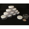 50 x 10ml (10g) CLEAR PLASTIC SAMPLE JARS/POTS WITH WHITE