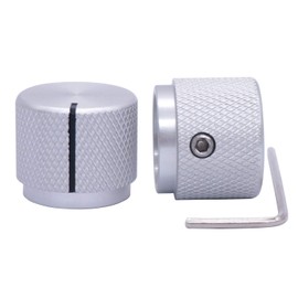 Taiss/ 2pcs Silver Color Aluminum Rotary Electronic Control Potentiometer Knob for 6 mm Diameter Shaft, Volume Control Knob, Audio knob, Guitar Knob，Switch Knob, 20mm Dia. x 17mm Height