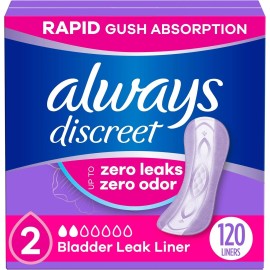 Always Discreet Incontinence Liners, Very Light Absorbency Regular Length 120 Ct