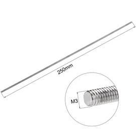 TOP-VIGOR 5Pcs M3 x 250mm Fully Threaded Rod, 304 Stainless Steel Right Hand Threads Rods, Fully Studding Rod Bar for Anchor Bolts, Clamps, Hangers and U-Bolts