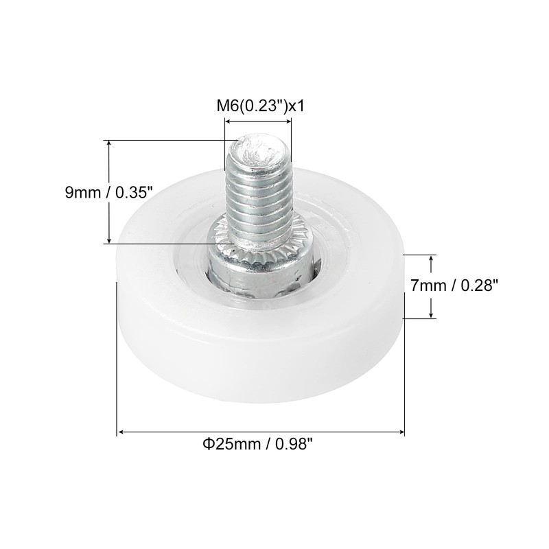 PATIKIL 25mm Drawer Rollers, 8 Pack Plastic Drawer Pulley Replacement