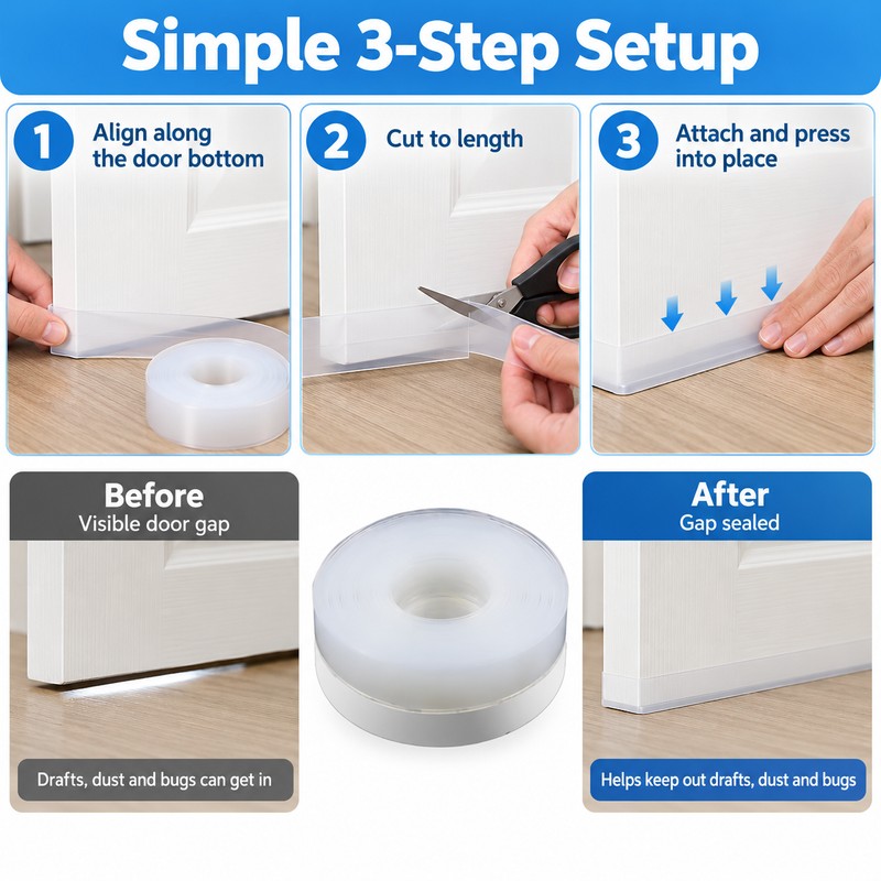 Door Bottom Seal Strip for Draft Protection – TPU Gap