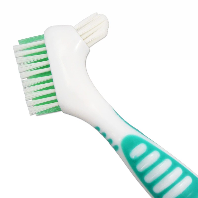 2 x Denture Brushes ~ Rubber Grips, Easy Hold Handle,