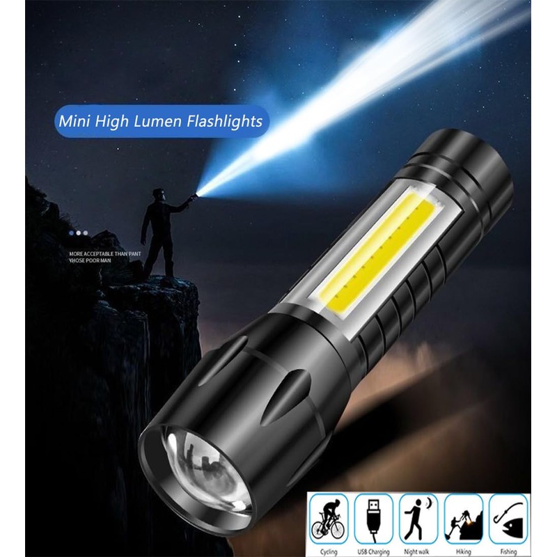 CLEZGO Rechargeable Flashlights High Llumens LED-Mini USB Rechargeable Flashlight for