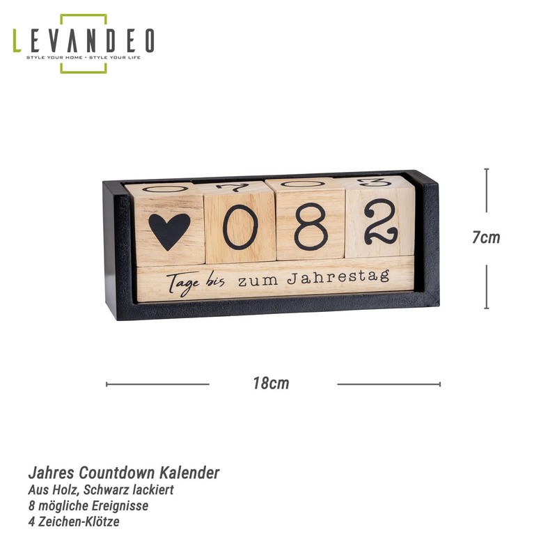 Würfel Countdown Kalender Holz Natur Schwarz Holzkalender Tischkalender Themenleiste Tageszähler