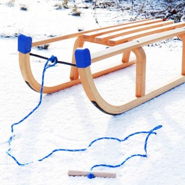com-four® 2x premium sledge leash with wooden handle, extra long toboggan accessory, pull rope for sledges, Made in Germany!