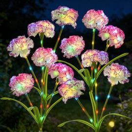 TANSOREN 4 Pack Solar Garden Lights Outdoor, Colorful LED Waterproof Solar Powered Carnation Flowers Landscape Lights for Outside Yard, Patio, Pathway Decorative, Décor, Gifts, Two Lighting Modes
