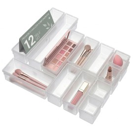 12-Piece Drawer Organiser Set - Modular Organiser System for Kitchen, Bathroom, Office & Dressing Table - Matte Finish (Frosted) - BPA Free & Robust - Swiss Quality (Includes Original Rotho Products)