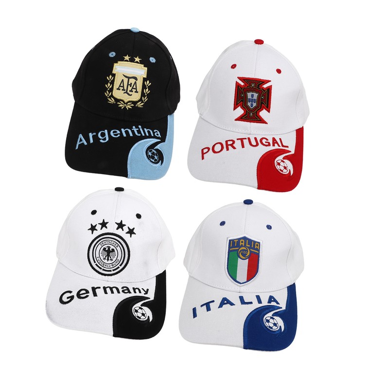 4Pcs World Cup Hat Embroidered Italy Argentina Germany Portugal Hat
