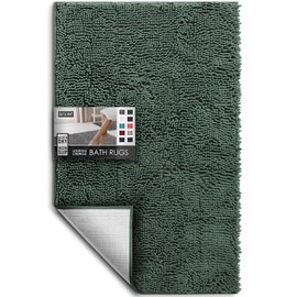 Hearth & Harbor Bathroom Rugs, Chenille Bath Mat - Machine Washable Bath Mats for Bathroom Non-Slip Backing Rubber, Quick Dry Bathroom Mat - Hunter Green Bath Rug, 26x44