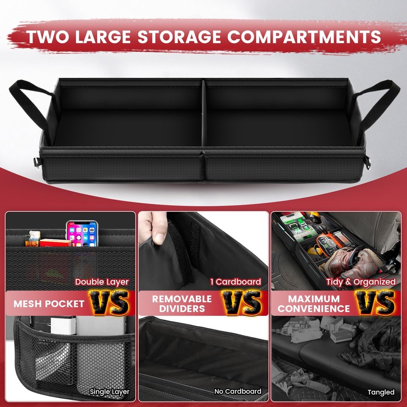 Under Seat Truck Organizer Storage Box with 1 Removable Divider